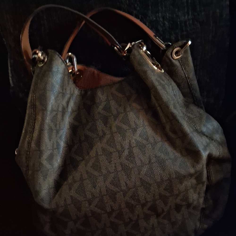 Michael Kors Dark Brown Monogram Shoulder Bag